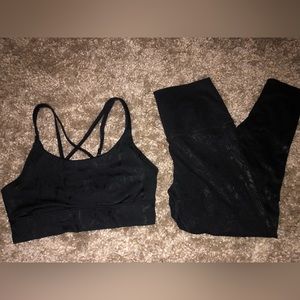 Black Snake Skin Print Workout Yoga Set Size Large Like New Evolution & Creation